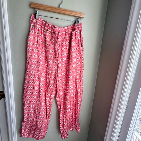 Brooks Ave Pink Scalloped Pajama Set Long Pant & Short Sleeve Top Sweet Pea NEW - Picture 9 of 11